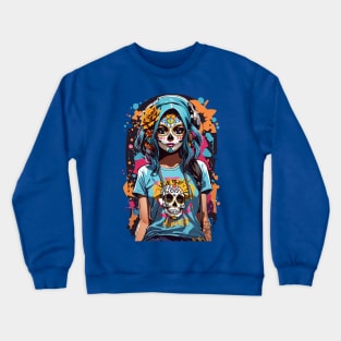 Dia de los Muertos Sugar Skull Punk Girl! Crewneck Sweatshirt